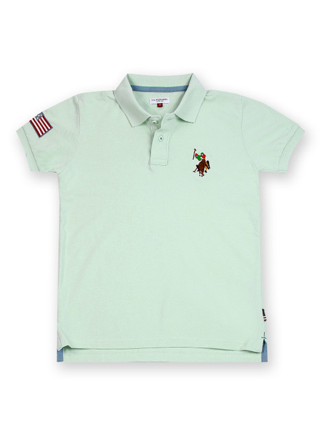

U.S. Polo Assn. Kids Boys Green Solid Polo T-shirt