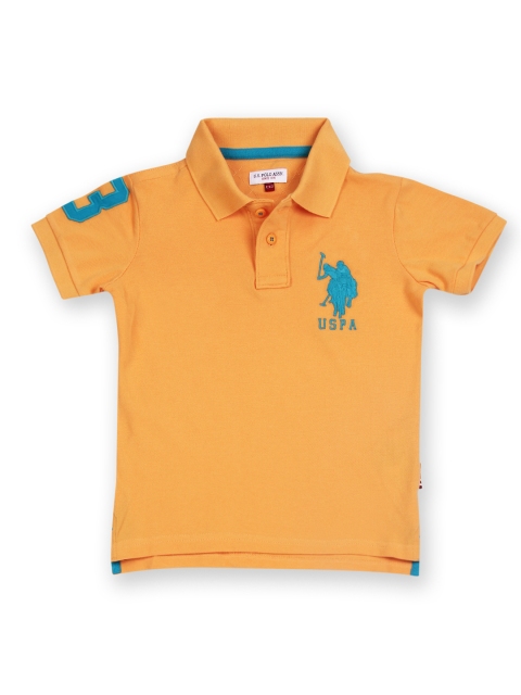 

U.S. Polo Assn. Kids Boys Orange Polo Pure Cotton T-shirt