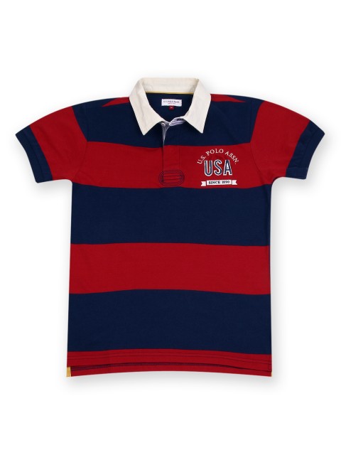 

U.S. Polo Assn. Kids Boys Red & Navy Striped Polo T-shirt