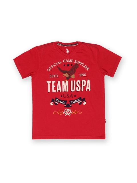 

U.S Polo Assn. Kids Boys Red Printed T-shirt