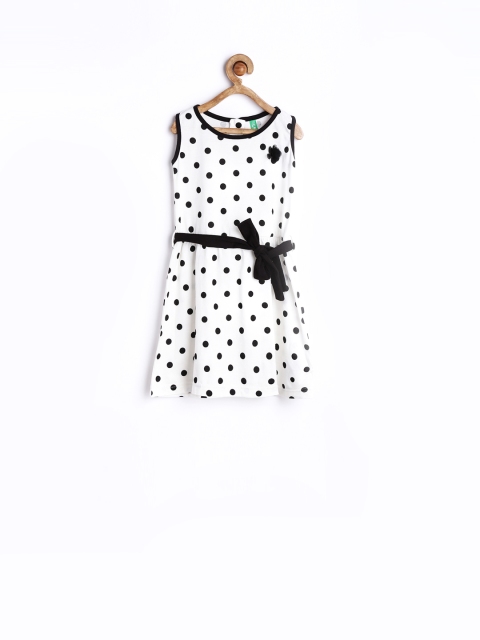 

Gini and Jony Girls White & Black Polka Dot Printed Fit & Flare Dress