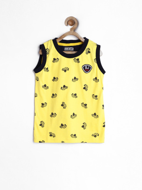 

Gini and Jony Boys Yellow Printed T-shirt