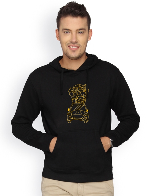

Campus Sutra Men Black Hooded Sweatshirt