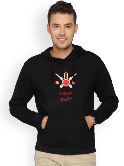 

Campus Sutra Men Black Hooded Sweatshirt