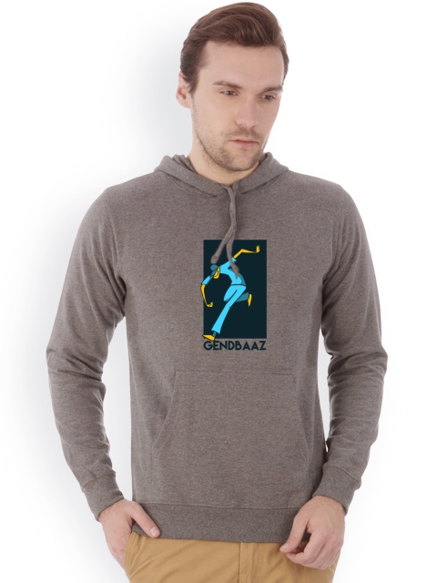 

Campus Sutra Men Charcoal Grey Printed Hooded Sweatshirt