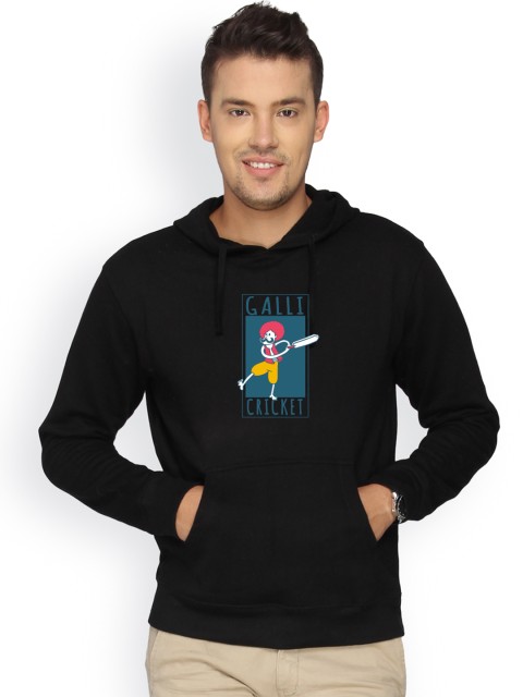 

Campus Sutra Men Black Hooded Sweatshirt