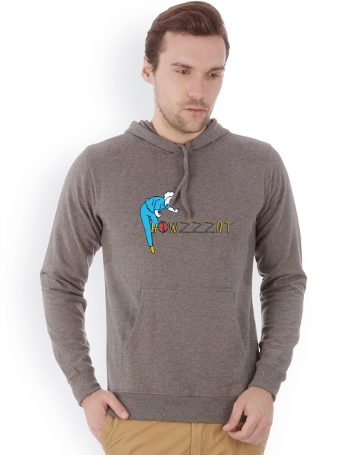 

Campus Sutra Men Charcoal Grey Printed Hooded Sweatshirt