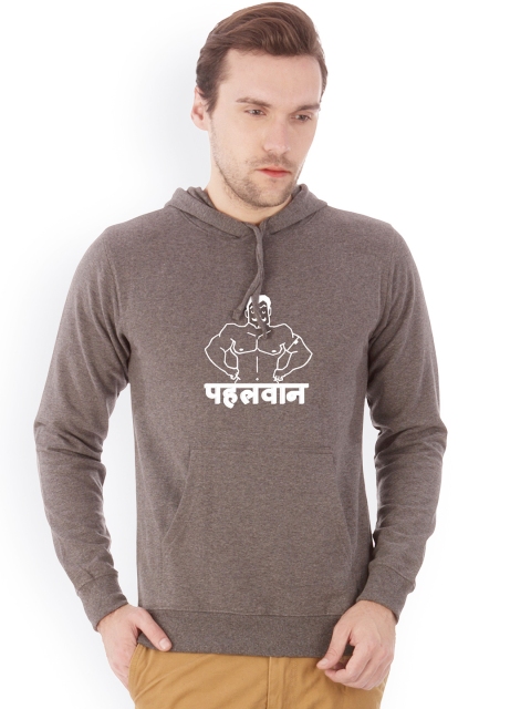 

Campus Sutra Men Charcoal Grey Printed Hooded Sweatshirt