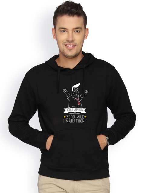 

Campus Sutra Men Black Hooded Sweatshirt