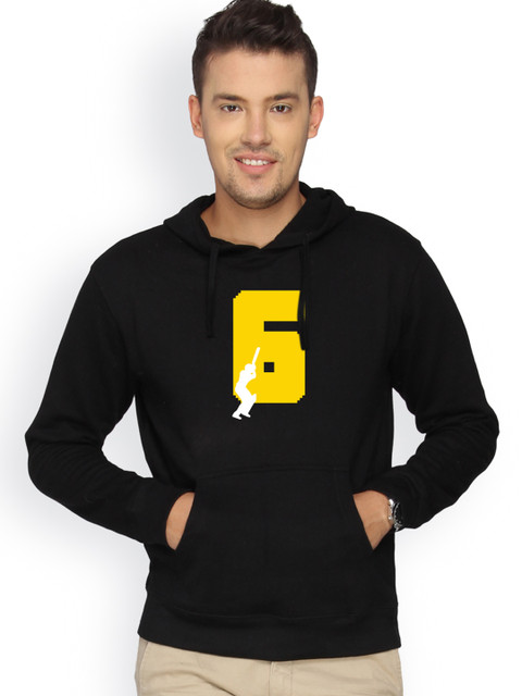 

Campus Sutra Men Black Printed Hooded Sweatshirt