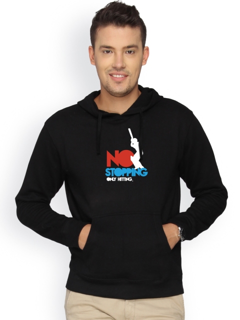 

Campus Sutra Men Black Hooded Sweatshirt