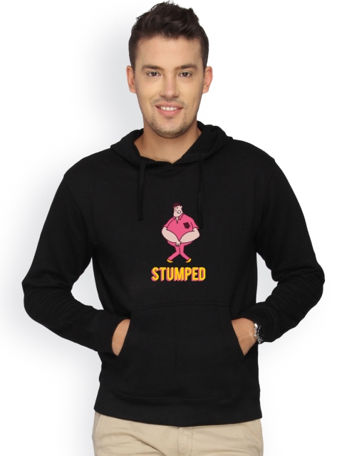 

Campus Sutra Men Black Printed Hooded Sweatshirt