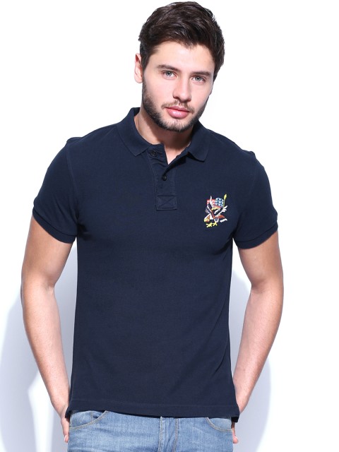 

Ed Hardy Men Navy Pique Polo T-shirt, Navy blue