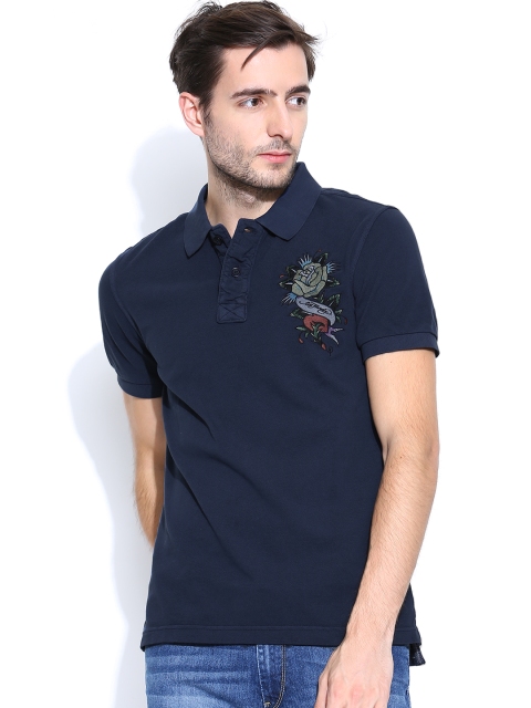 

Ed Hardy Men Navy Polo T-shirt, Navy blue