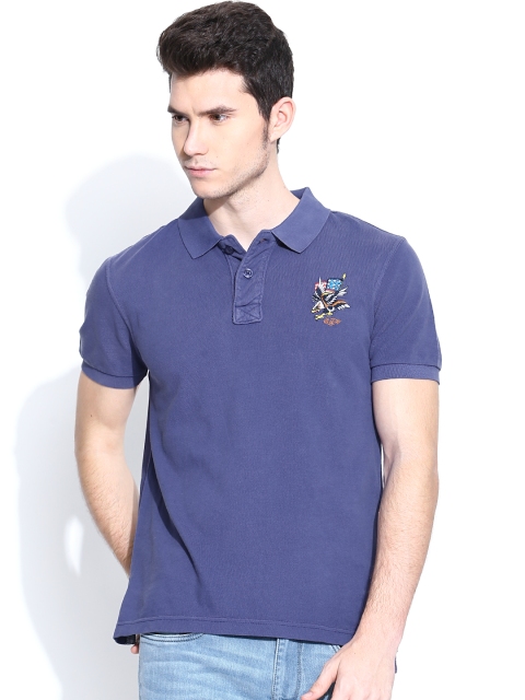 

Ed Hardy Men Blue Polo Pure Cotton T-shirt