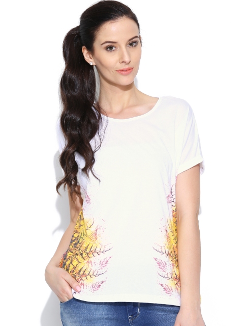 

Lee Women White Printed Slim Fit Top