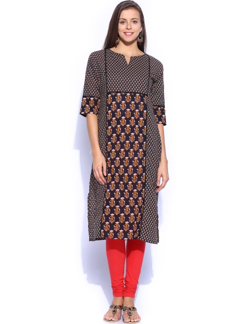 

Vishudh Women Black Printed Kurta
