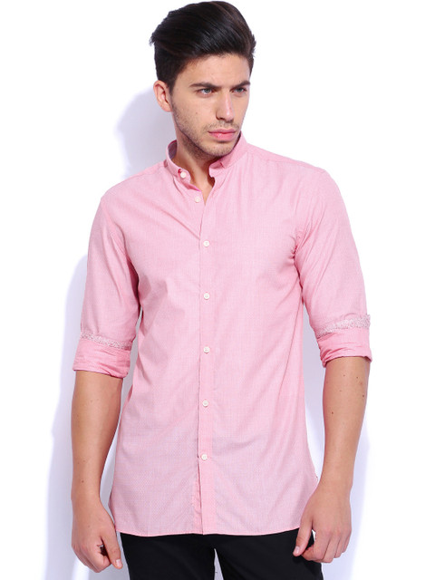 

Premium by Jack & Jones Pink Self-Design Slim Fit Casual Shirt