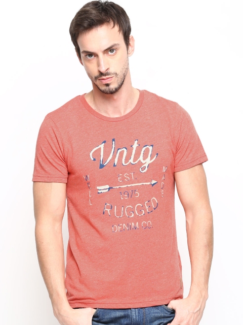 

Jack & Jones Men Coral Orange T-shirt