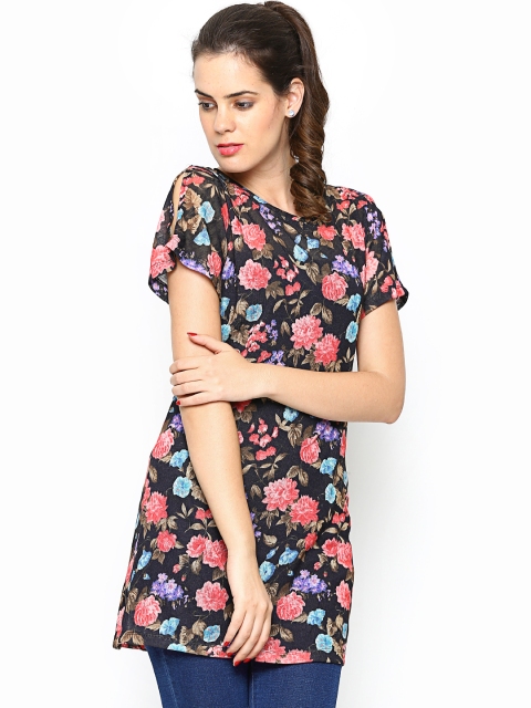 

Style Quotient Women Black Floral Printed Tunic