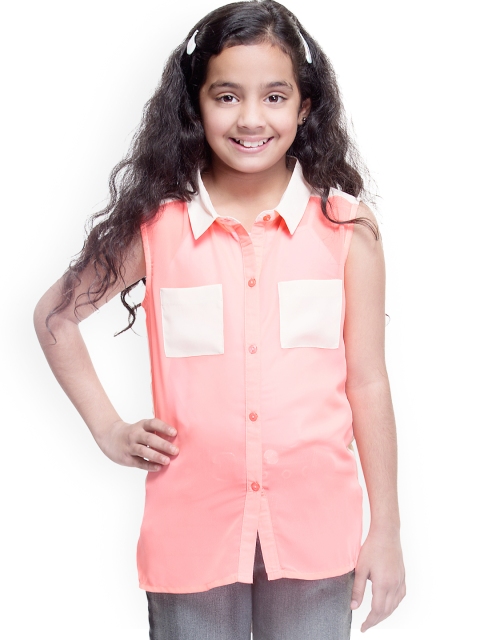 

Oxolloxo Girls Pink & White Casual Shirt