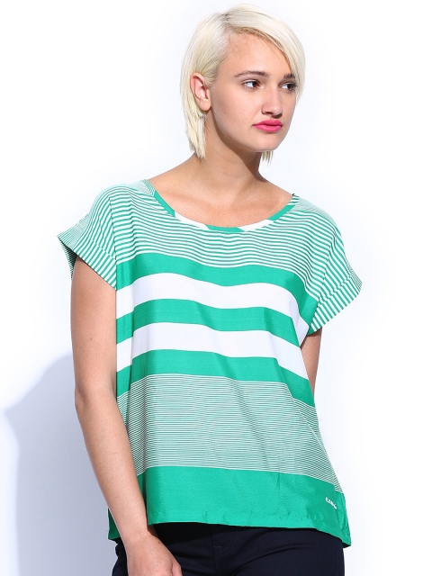 

U.S. Polo Assn. Women Green & White Striped Top