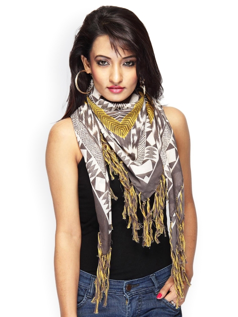 

Citypret Women Grey & White Printed Scarf