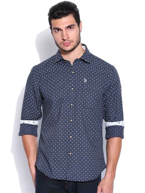 

U.S. Polo Assn. Denim Co. Men Blue Printed Casual Shirt
