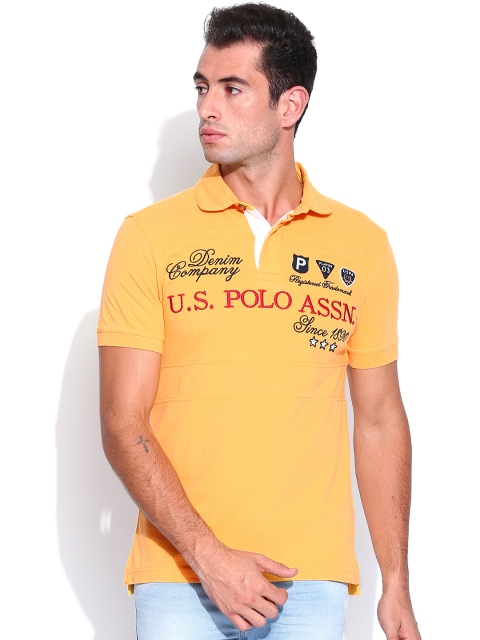 

U.S. Polo Assn. Denim Co. Men Yellow Polo Pure Cotton T-shirt