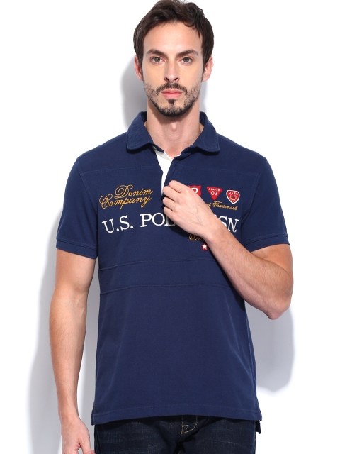 

U.S. Polo Assn. Men Blue Polo Pure Cotton T-shirt