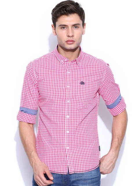 

Flying Machine Men Pink & White Checked Casual Shirt