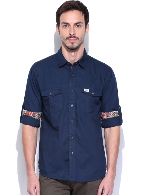 

Flying Machine Men Navy Casual Shirt, Navy blue