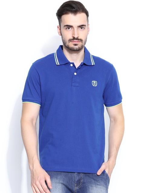 

Flying Machine Men Blue Pique Polo T-shirt
