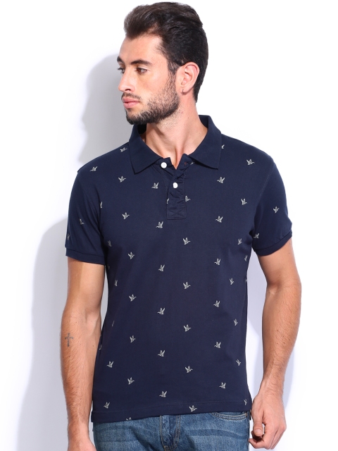 

Flying Machine Men Blue Printed Polo T-shirt