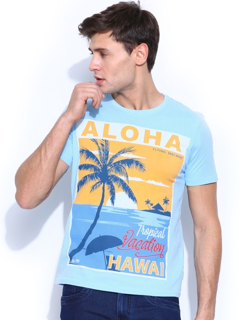

Flying Machine Men Blue Printed T-shirt