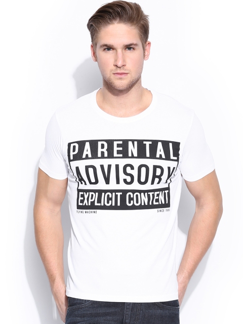 

Flying Machine Men White Printed T-shirt