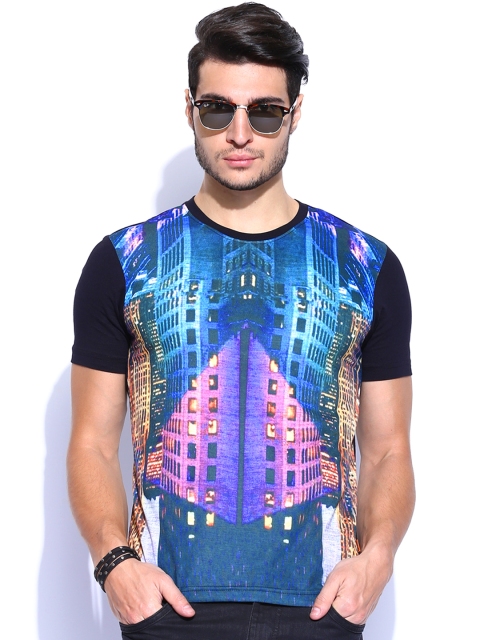 

F2000 by Flying Machine Men Black & Blue Printed T-shirt
