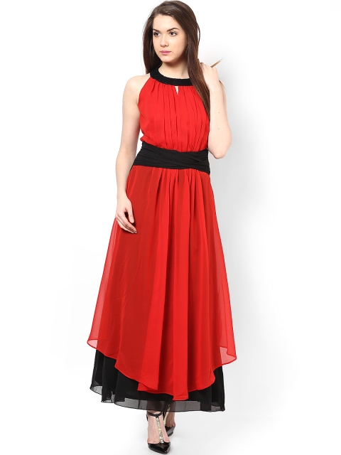 

Athena Black & Red Polyester Georgette Maxi Dress