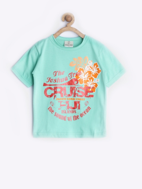 

Joshua Tree Boys Sea Green Printed Pure Cotton T-shirt