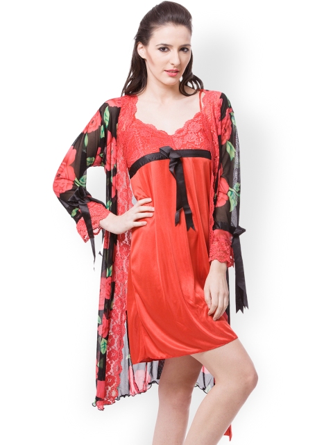 

Fasense Red & Black Nightdress Set FA049D2