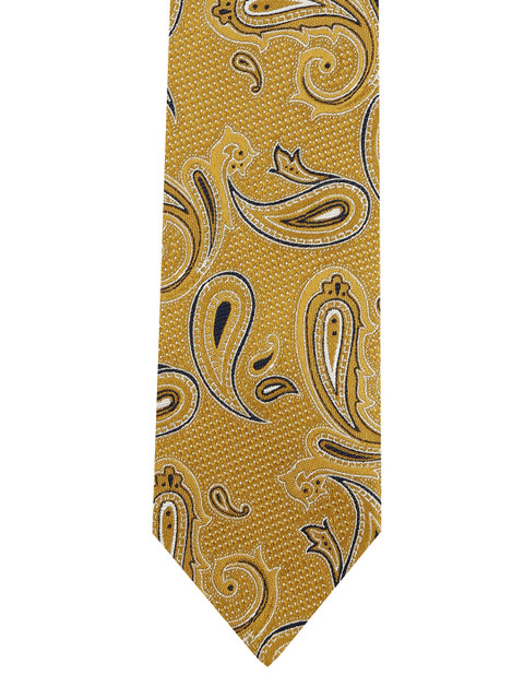 

Lino Perros Mustard Yellow Paisley Weave Tie