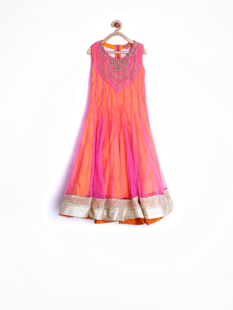 

BIBA Girls Pink & Orange Anarkali Kurta