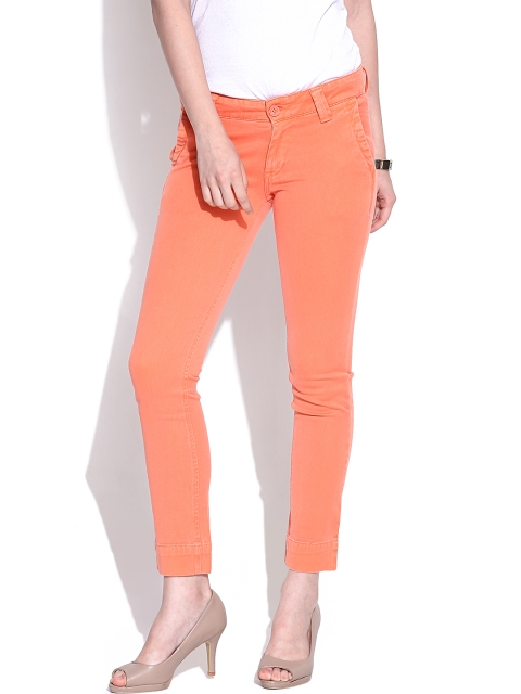 

Pepe Jeans Women Orange Slim Fit Ankle Trousers