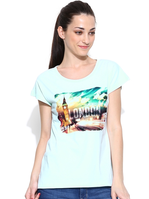 

Pepe Jeans Women Mint Green Printed T-shirt