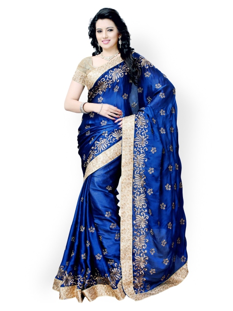 

Colors Blue Embroidered Satin & Chiffon Fashion Saree