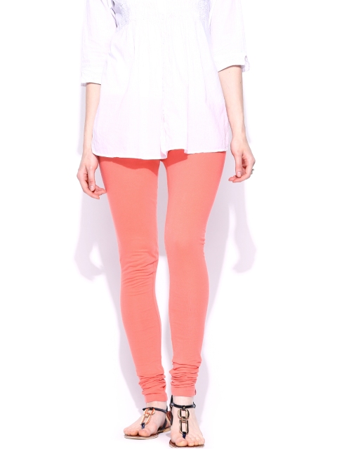 

W Women Coral Orange Churidar Leggings