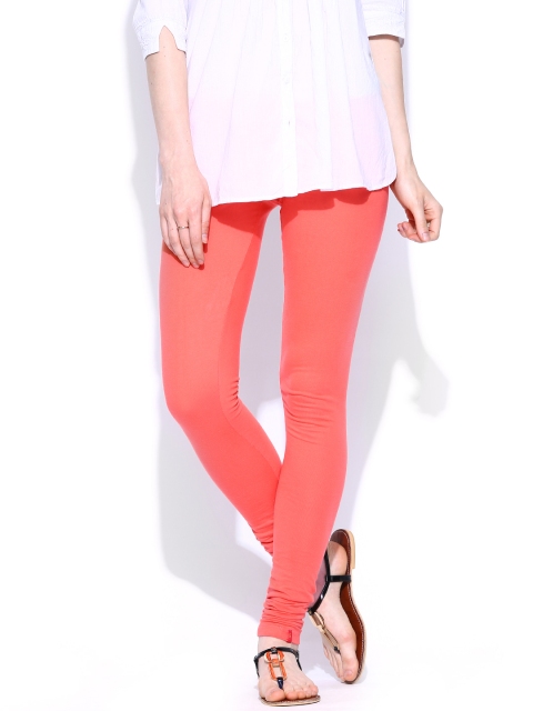

W Women Coral Pink Churidar Leggings