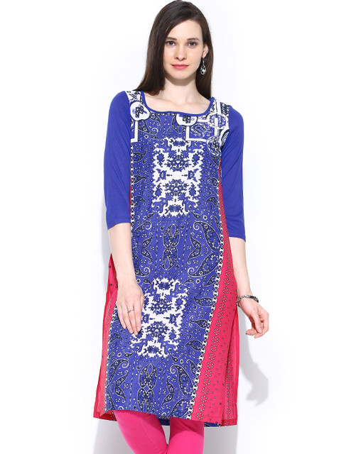 

W Women Blue Printed Kurta