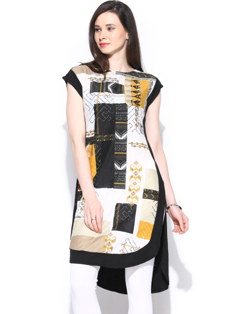 

W Women Off-White & Black Printed Kurta