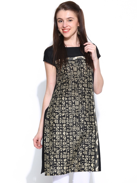 

W Women Black Printed Kurta